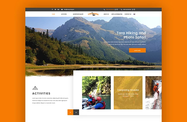 canyoning.ba web design