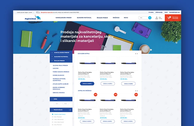 papirni svet online shop web design